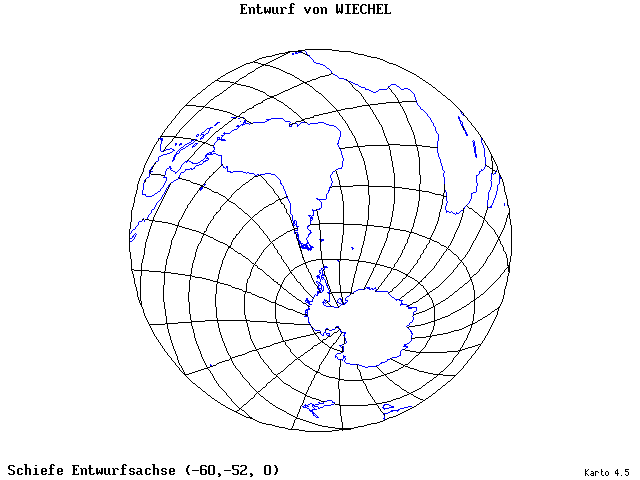 Wiechel's Projection - 60°W, 52°S, 0° - standard
