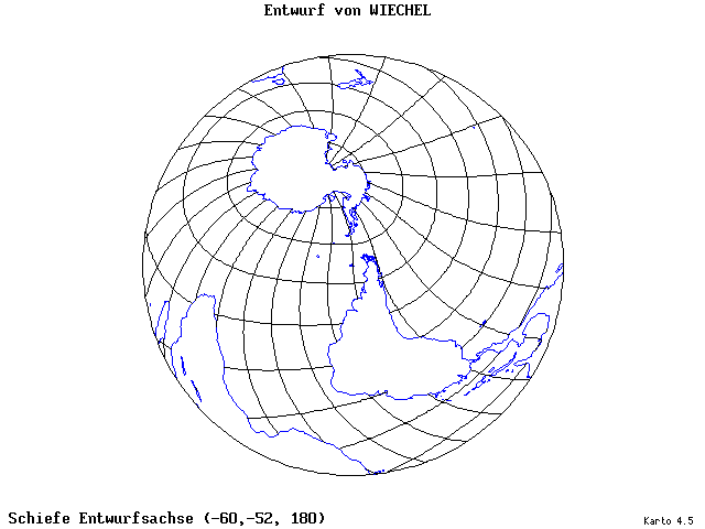 Wiechel's Projection - 60°W, 52°S, 180° - standard