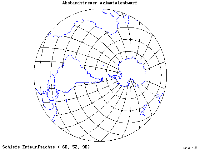 Azimuthal Equidistant Projection - 60°W, 52°S, 270° - standard