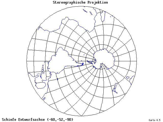 Stereographic Projection - 60°W, 52°S, 270° - standard
