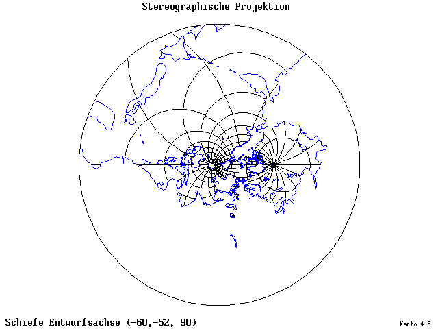 Stereographic Projection - 60°W, 52°S, 90° - wide