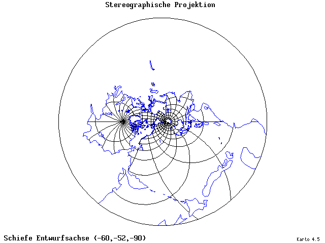 Stereographic Projection - 60°W, 52°S, 270° - wide