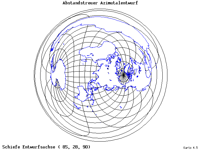 Azimuthal Equidistant Projection - 85°E, 28°N, 90° - wide