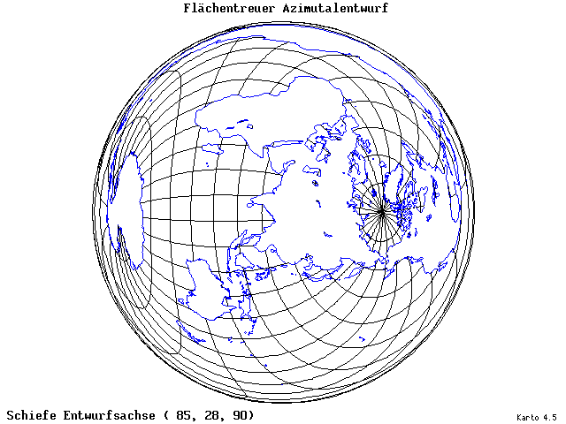 Azimuthal Equal-Area Projection - 85°E, 28°N, 90° - wide