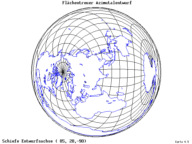 Azimuthal Equal-Area Projection - 85°E, 28°N, 270° - wide