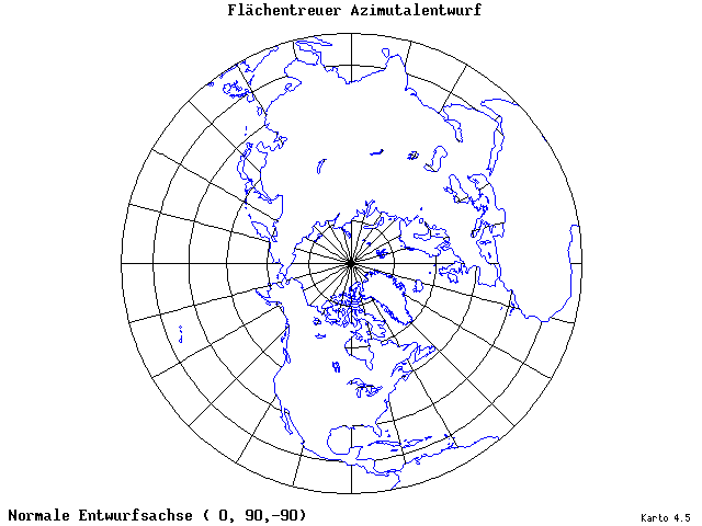 Azimuthal Equal-Area Projection - 0°E, 90°N, 270° - standard