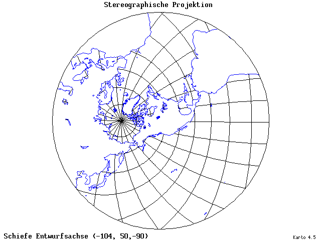 Stereographic Projection - 105°W, 50°N, 270° - standard