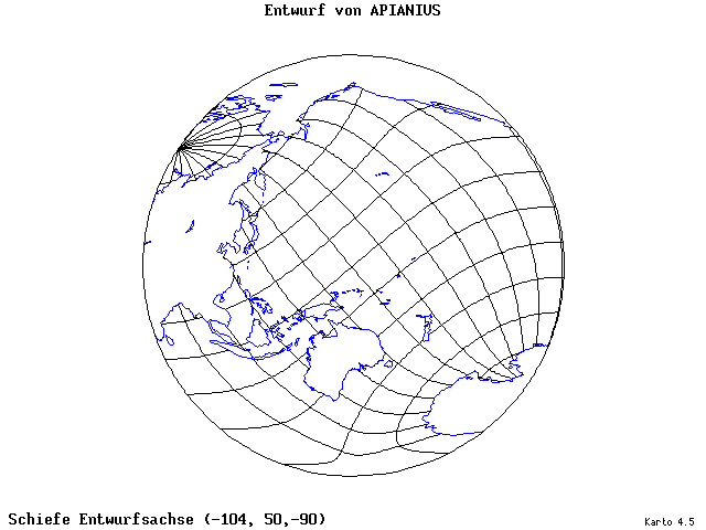 Apianius' Projection - 105°W, 50°N, 270° - standard