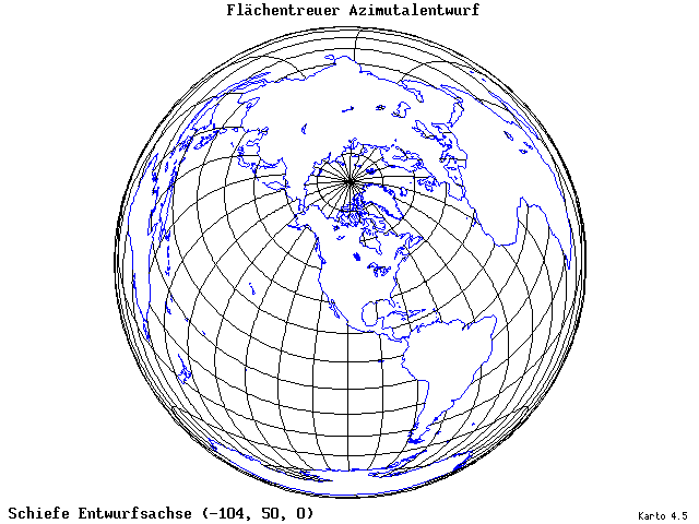 Azimuthal Equal-Area Projection - 105°W, 50°N, 0° - wide