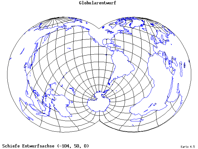 Globular Projection - 105°W, 50°N, 0° - wide