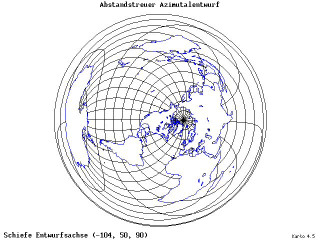 Azimuthal Equidistant Projection - 105°W, 50°N, 90° - wide