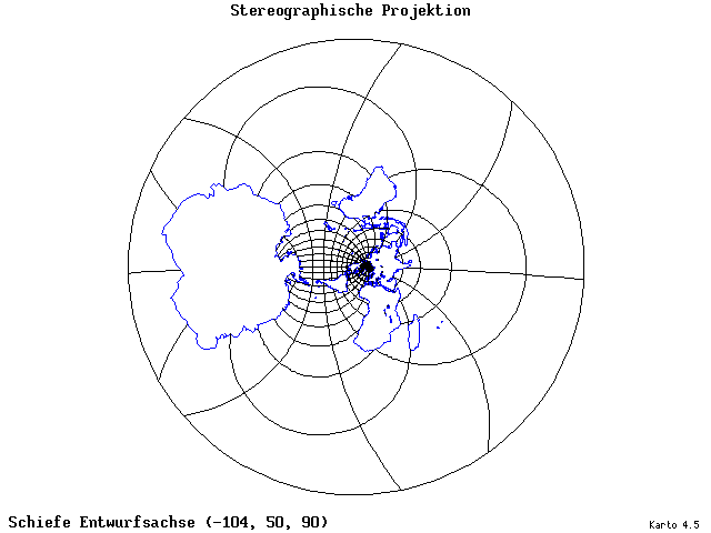 Stereographic Projection - 105°W, 50°N, 90° - wide