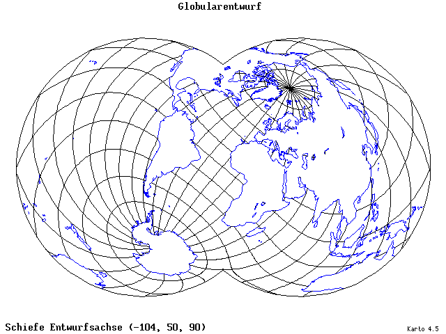 Globular Projection - 105°W, 50°N, 90° - wide