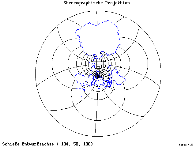 Stereographic Projection - 105°W, 50°N, 180° - wide