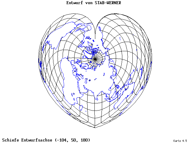 Stab-Werner Projection - 105°W, 50°N, 180° - wide