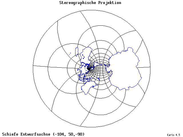 Stereographic Projection - 105°W, 50°N, 270° - wide