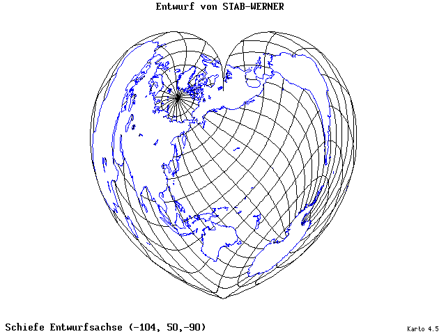 Stab-Werner Projection - 105°W, 50°N, 270° - wide
