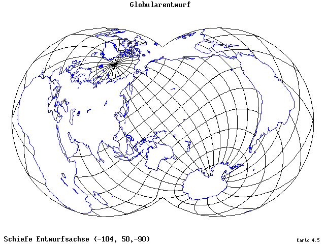 Globular Projection - 105°W, 50°N, 270° - wide