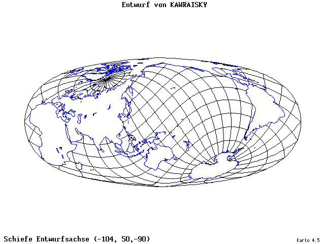 Kavraisky's Projection - 105°W, 50°N, 270° - wide