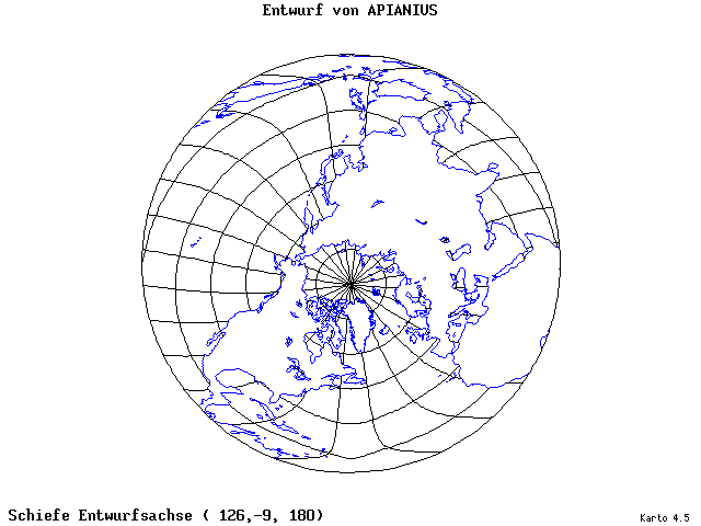 Apianius' Projection - 126°E, 9°S, 180° - standard