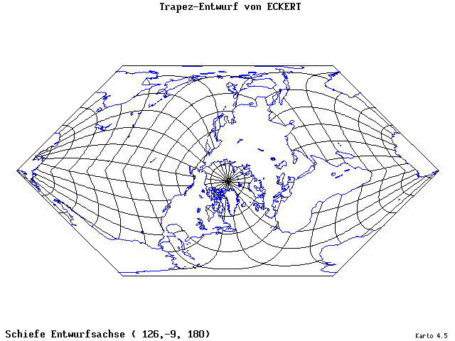 Eckhart's Trapezoid Projection - 126°E, 9°S, 180° - standard