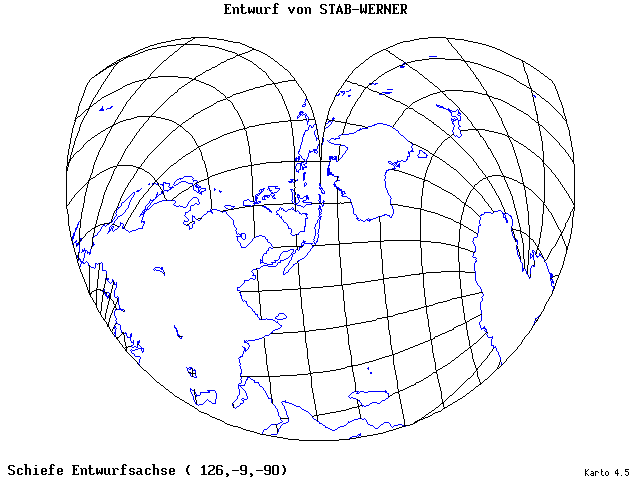 Stab-Werner Projection - 126°E, 9°S, 270° - standard