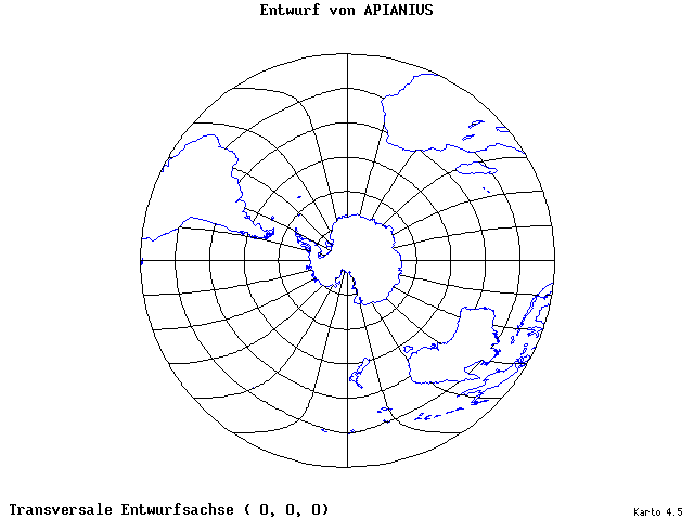 Apianius' Projection - 0°E, 0°N, 0° - standard