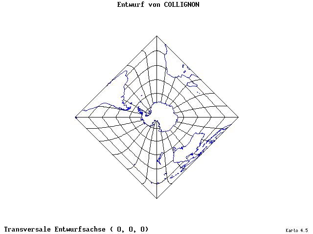 Collignon's Projection - 0°E, 0°N, 0° - standard