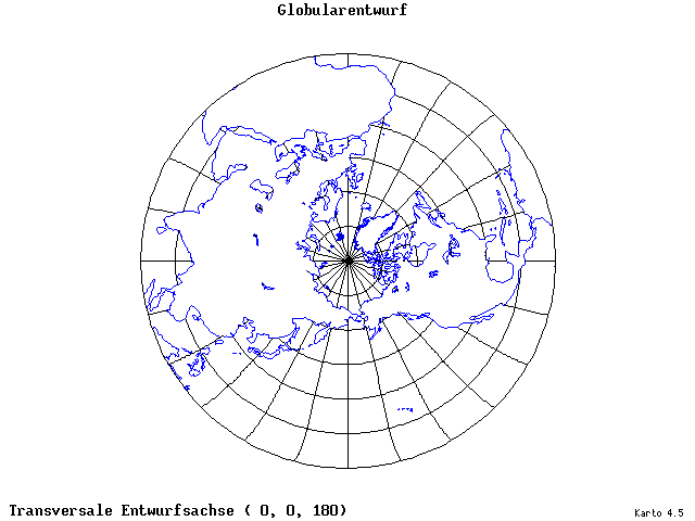 Globular Projection - 0°E, 0°N, 180° - standard