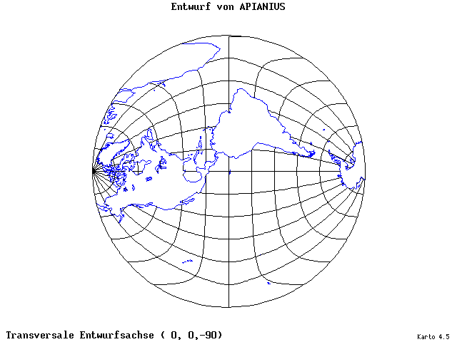Apianius' Projection - 0°E, 0°N, 270° - standard
