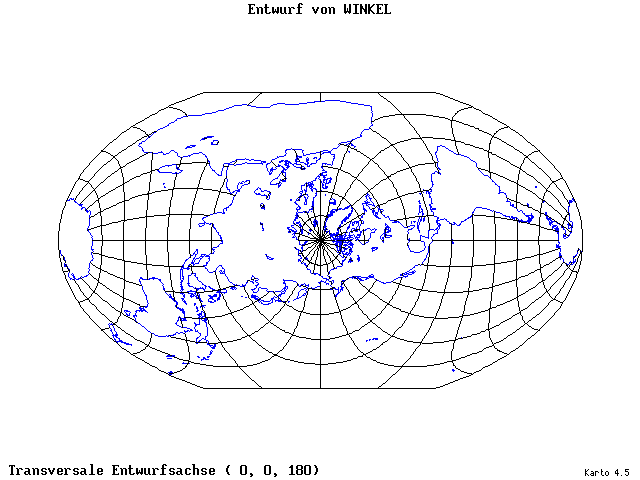 Winkel's Projection - 0°E, 0°N, 180° - wide
