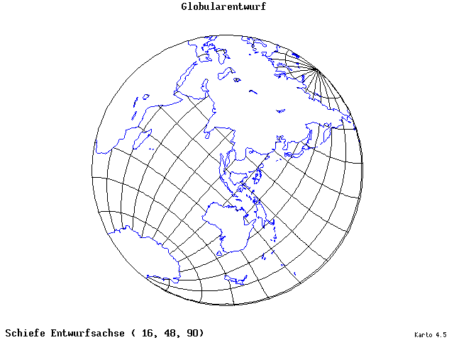 Globular Projection - 16°E, 48°N, 90° - standard