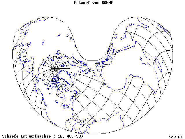 Bonne's Projection - 16°E, 48°N, 270° - standard