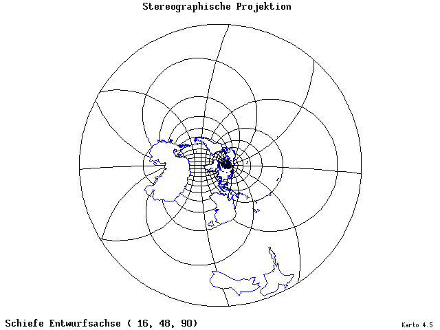Stereographic Projection - 16°E, 48°N, 90° - wide