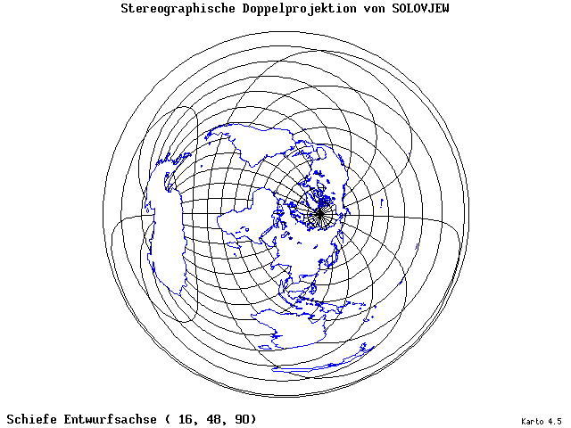 Solovjev's Double-Stereographic Projection - 16°E, 48°N, 90° - wide