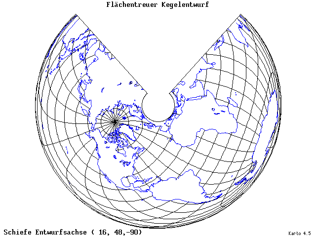 Conical Equal-Area Projection - 16°E, 48°N, 270° - wide