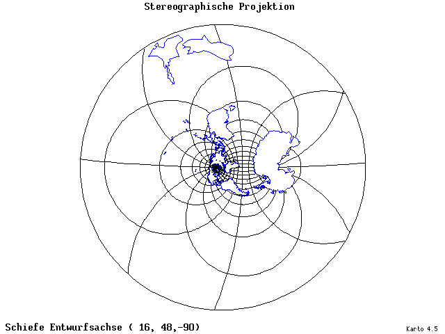 Stereographic Projection - 16°E, 48°N, 270° - wide