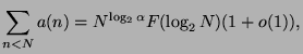 $\displaystyle \sum_{n<N}a(n)=N^{\log_2\alpha}F(\log_2N)(1+o(1)),$