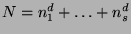 $ N=n_1^d+\ldots+n_s^d$