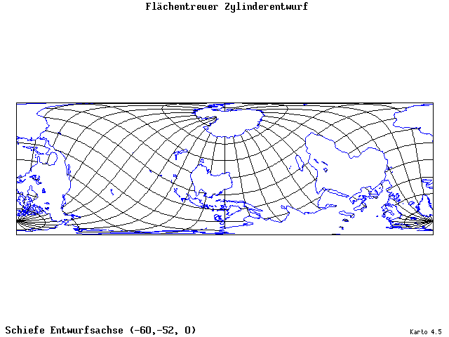 Cylindrical Equal-Area Projection - 60°W, 52°S, 0° - standard