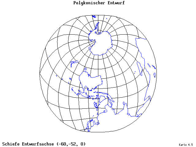 Polyconic Projection - 60°W, 52°S, 0° - standard