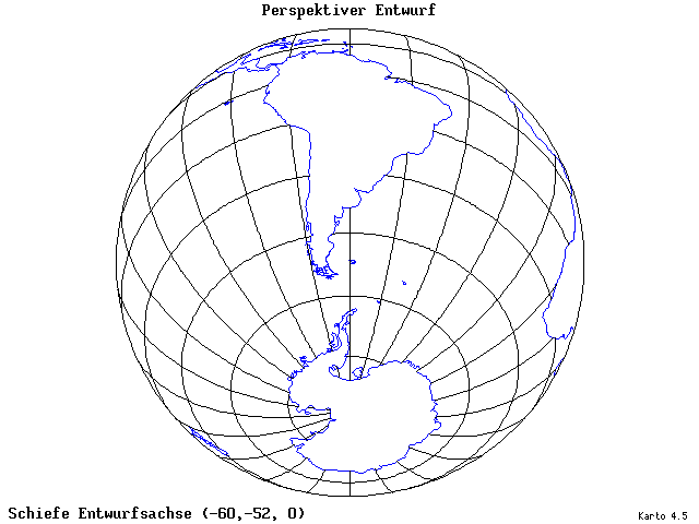 Perspective Projection - 60°W, 52°S, 0° - standard