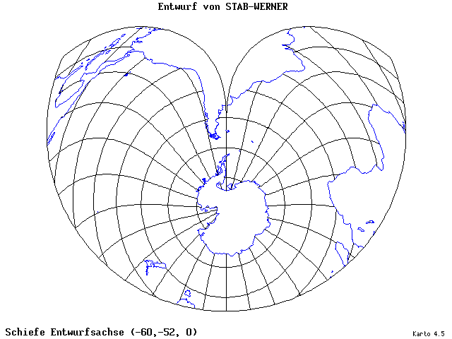 Stab-Werner Projection - 60°W, 52°S, 0° - standard