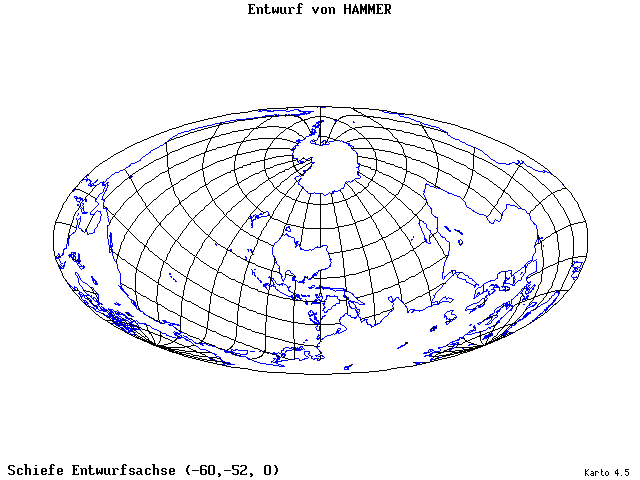 Hammer's Projection - 60°W, 52°S, 0° - standard