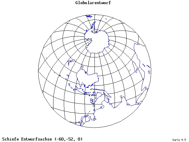 Globular Projection - 60°W, 52°S, 0° - standard