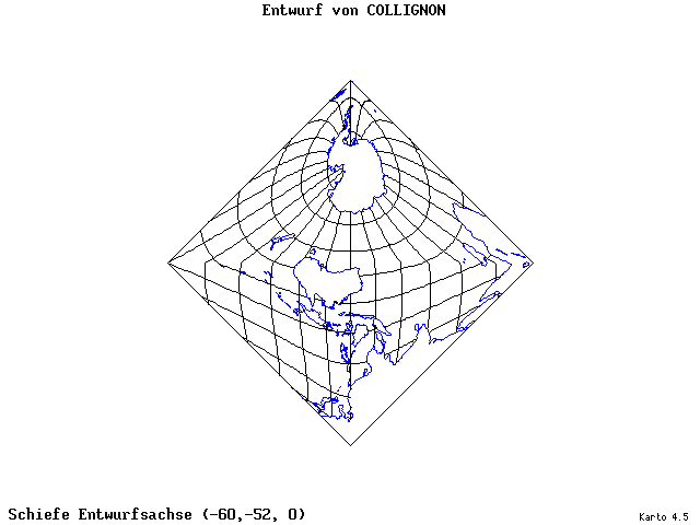 Collignon's Projection - 60°W, 52°S, 0° - standard