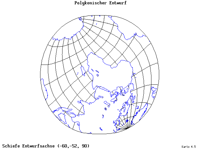 Polyconic Projection - 60°W, 52°S, 90° - standard