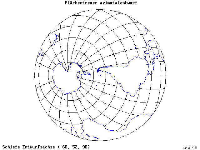 Azimuthal Equal-Area Projection - 60°W, 52°S, 90° - standard