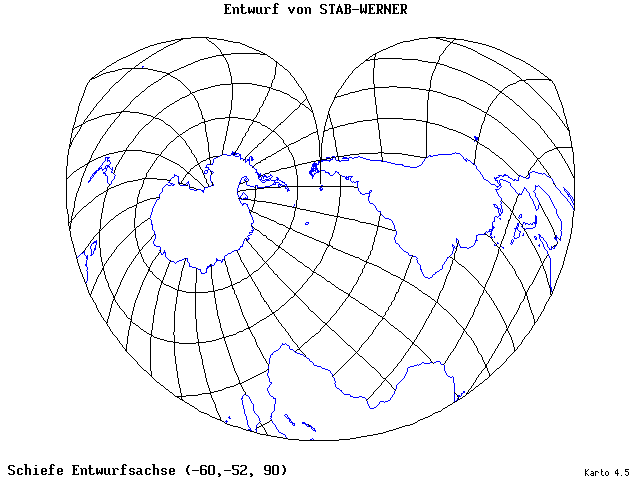 Stab-Werner Projection - 60°W, 52°S, 90° - standard