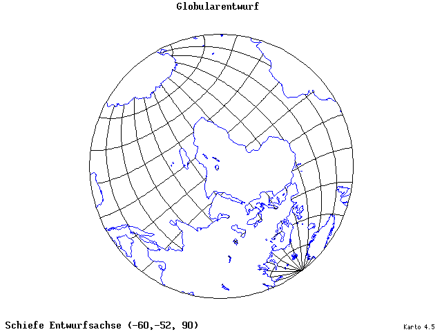 Globular Projection - 60°W, 52°S, 90° - standard